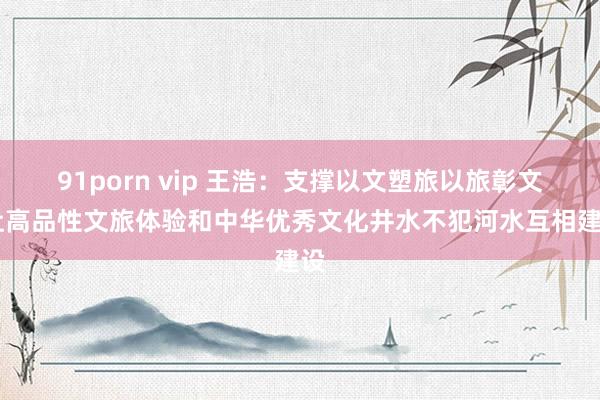 91porn vip 王浩：支撑以文塑旅以旅彰文 让高品性文旅体验和中华优秀文化井水不犯河水互相建设