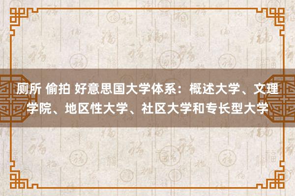 厕所 偷拍 好意思国大学体系：概述大学、文理学院、地区性大学、社区大学和专长型大学