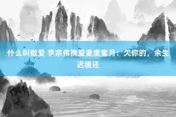 什么叫做爱 李宗伟携爱妻度蜜月：欠你的，余生迟缓还