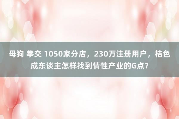 母狗 拳交 1050家分店，230万注册用户，桔色成东谈主怎样找到情性产业的G点？