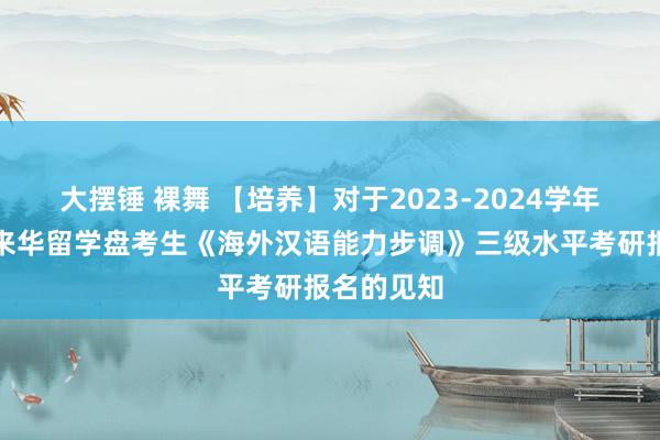 大摆锤 裸舞 【培养】对于2023-2024学年春季学期来华留学盘考生《海外汉语能力步调》三级水平考研报名的见知