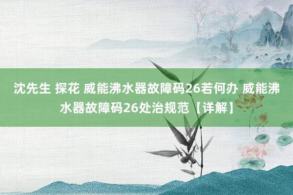 沈先生 探花 威能沸水器故障码26若何办 威能沸水器故障码26处治规范【详解】