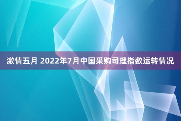 激情五月 2022年7月中国采购司理指数运转情况