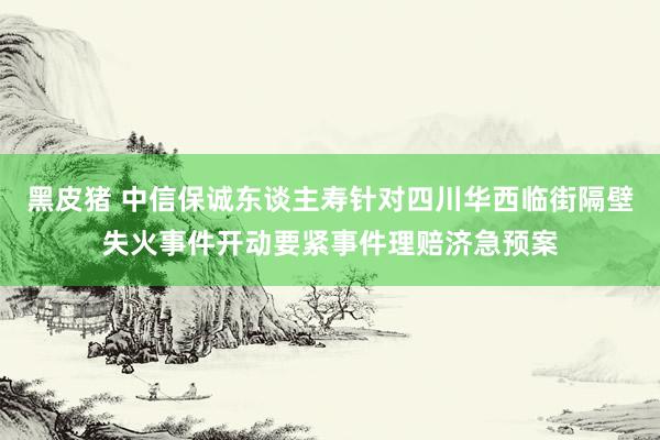 黑皮猪 中信保诚东谈主寿针对四川华西临街隔壁失火事件开动要紧事件理赔济急预案