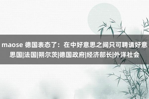 maose 德国表态了：在中好意思之间只可聘请好意思国|法国|朔尔茨|德国政府|经济部长|外洋社会